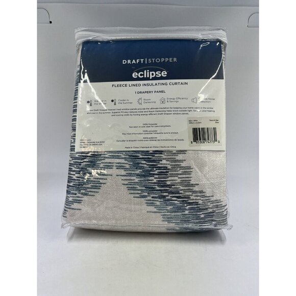 Eclipse Summit Geo Energy Saving Blackout Rod Pocket Blue 1 Curtain Panel 40x84 - Picture 6 of 7